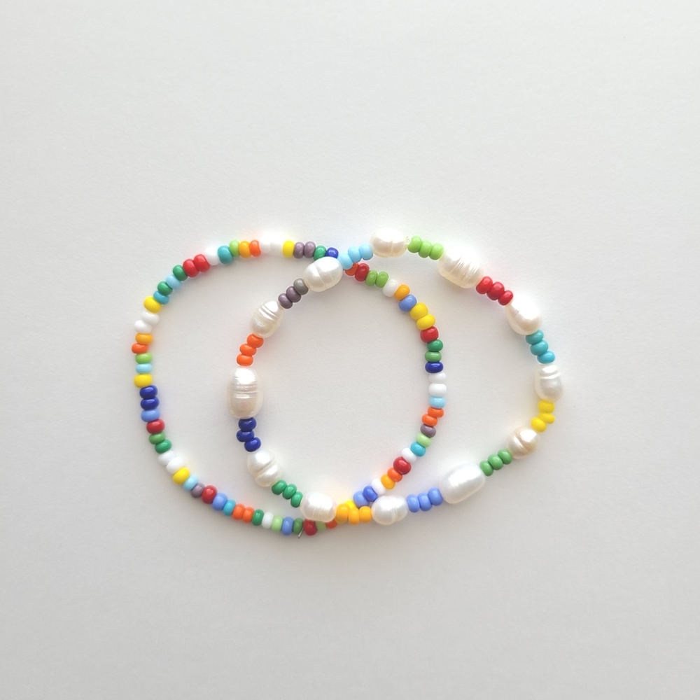 Seed Bead And Pearl Bracelet Set - Picture 1 of 8